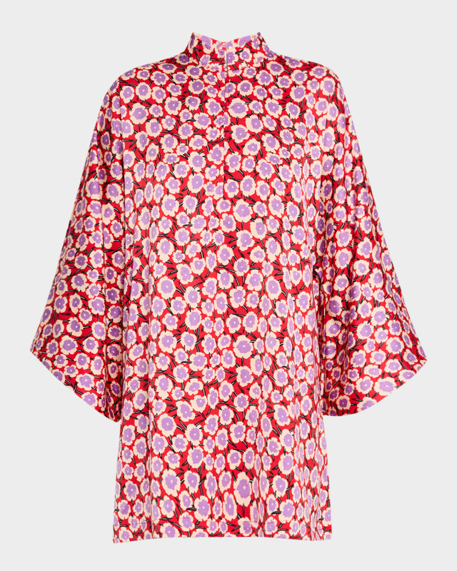 Floral-Print Mini Caftan